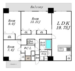 MODERN PALAZZO大名の物件間取画像